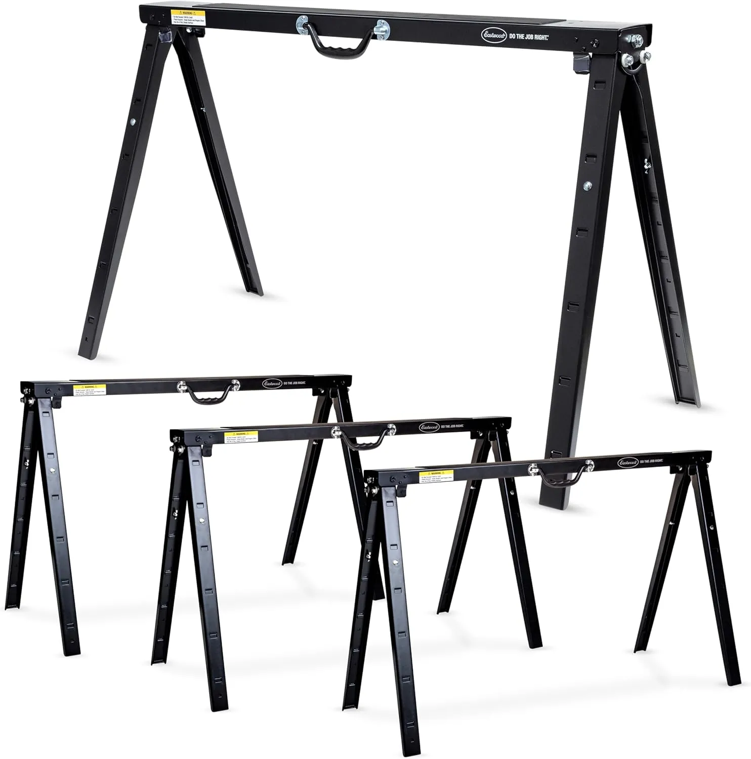 Eastwood Heavy Duty Folding Sawhorse | Holds up to 1500 lbs Capacity | 5 Way Height Adjustable Solid Steel Saw Horse | Portable Work Bench Design Folds Flat with Carry Handle | 4 Pack