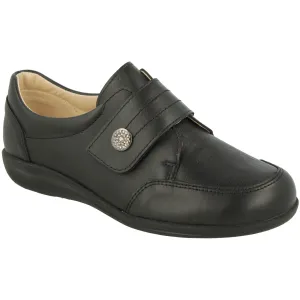 Easy B Royston - Ladies Wide Fit Velcro Shoe in Black 2V