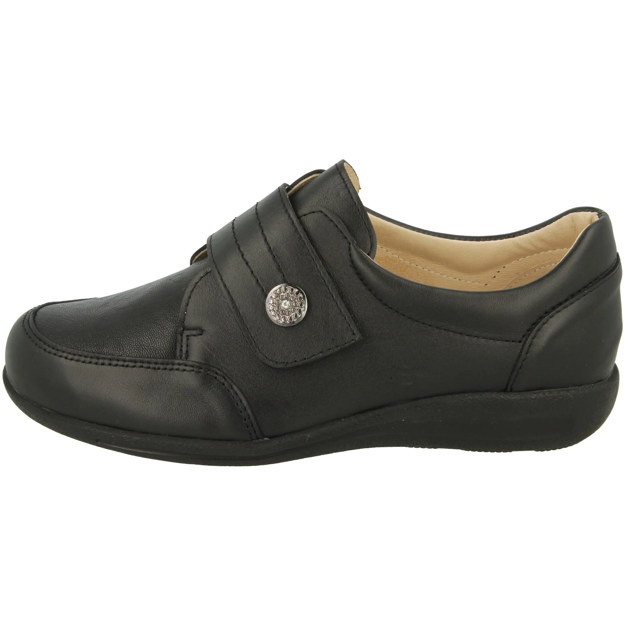 Easy B Royston - Ladies Wide Fit Velcro Shoe in Black 2V