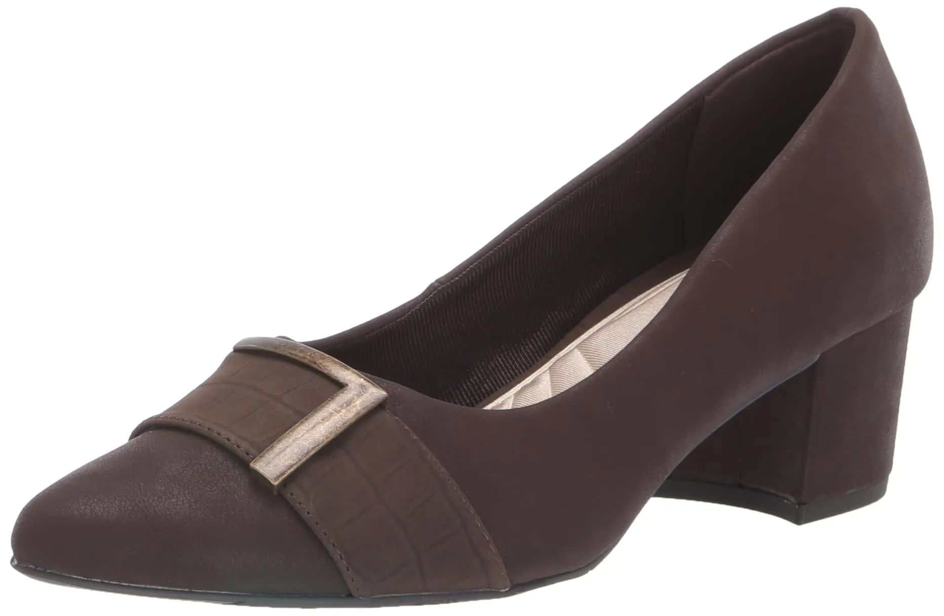 Easy Street Women's Cariel Dress Shoe Pump, Brown Matte/Brown Croco, 8