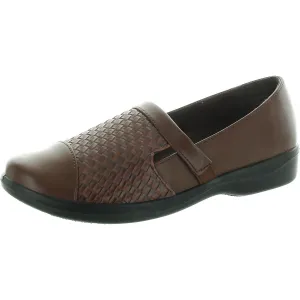 Easy Street Womens Embossed Leather Flat Shoes