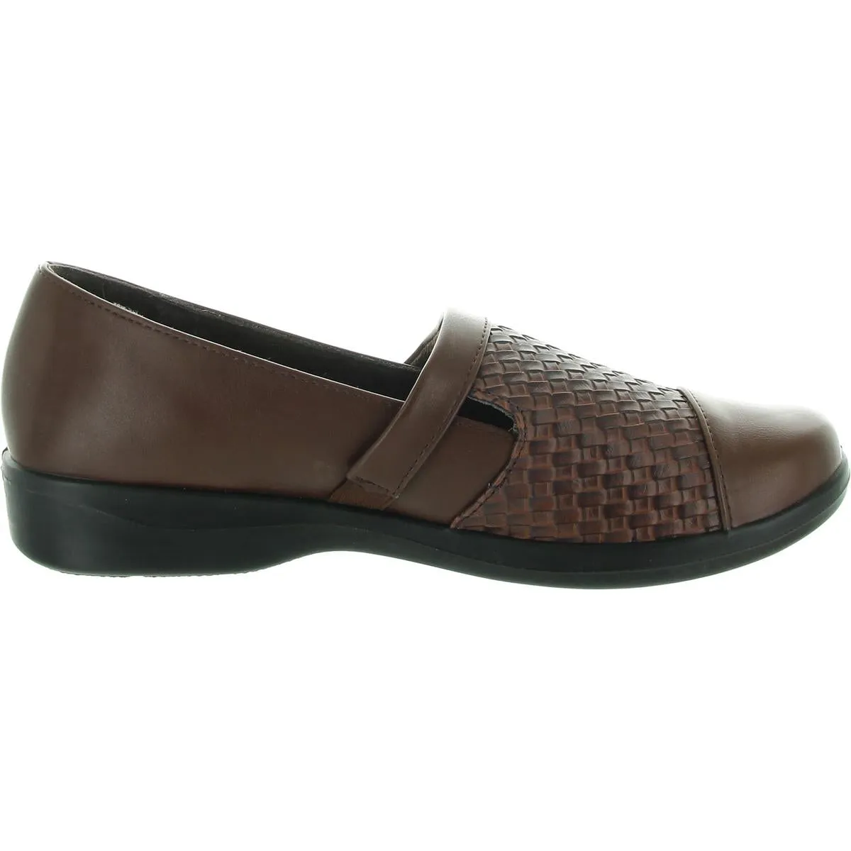 Easy Street Womens Embossed Leather Flat Shoes