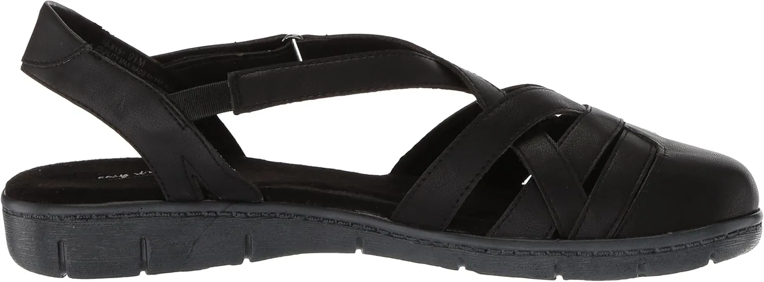 Easy Street Womens Garrett Faux Leather Strappy Flat Sandals