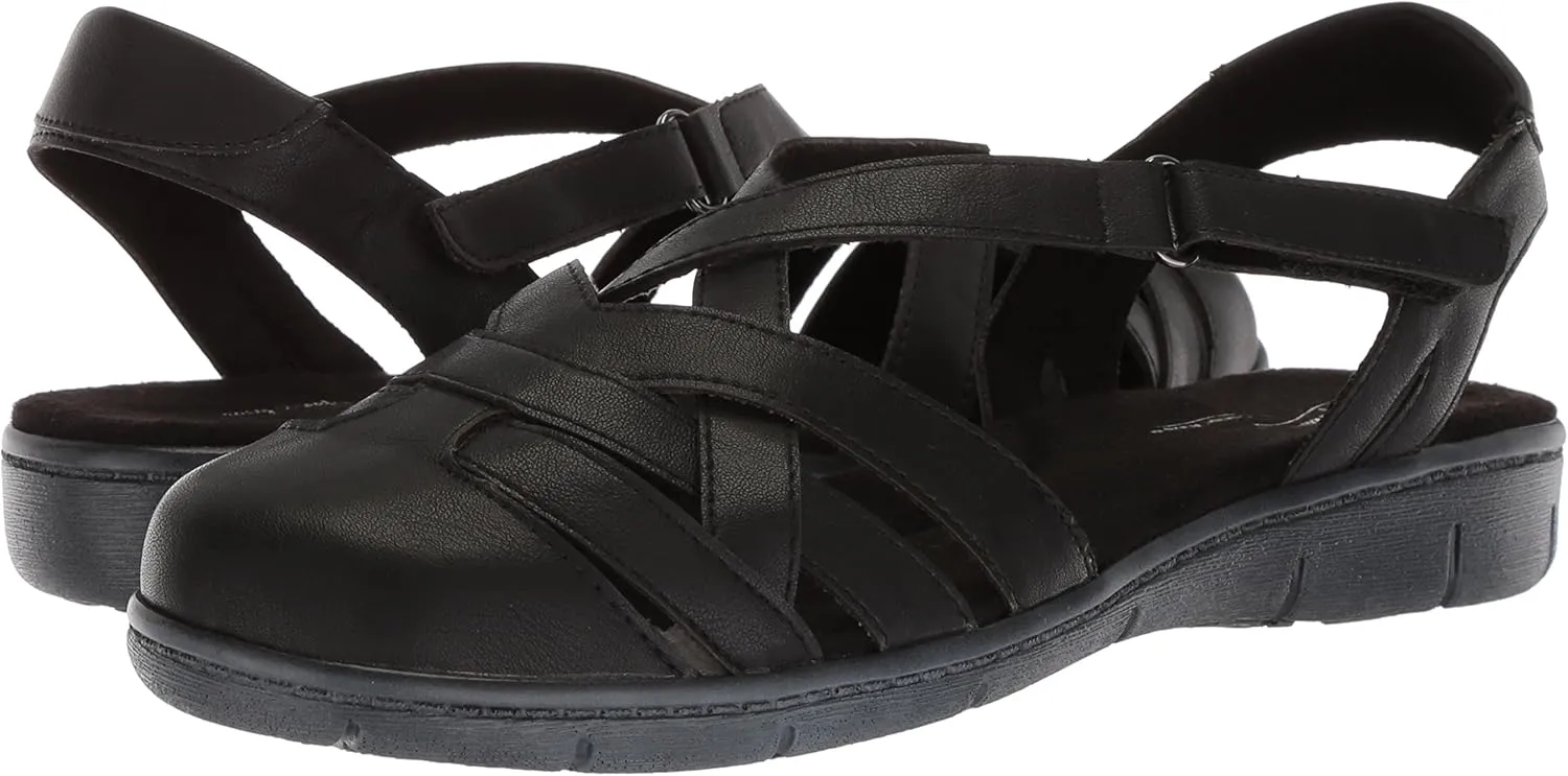 Easy Street Womens Garrett Faux Leather Strappy Flat Sandals