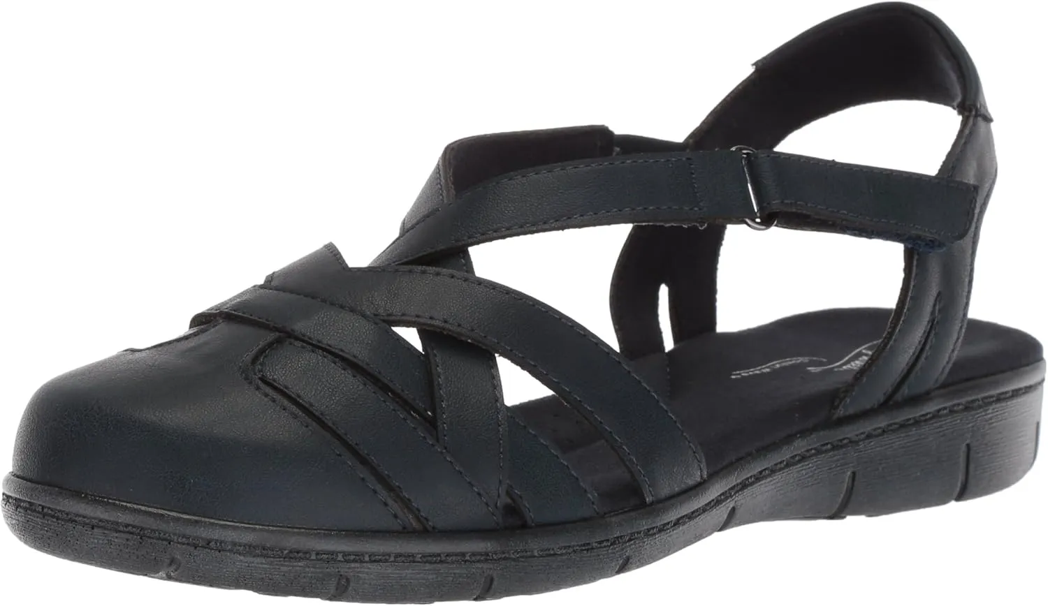 Easy Street Womens Garrett Faux Leather Strappy Flat Sandals