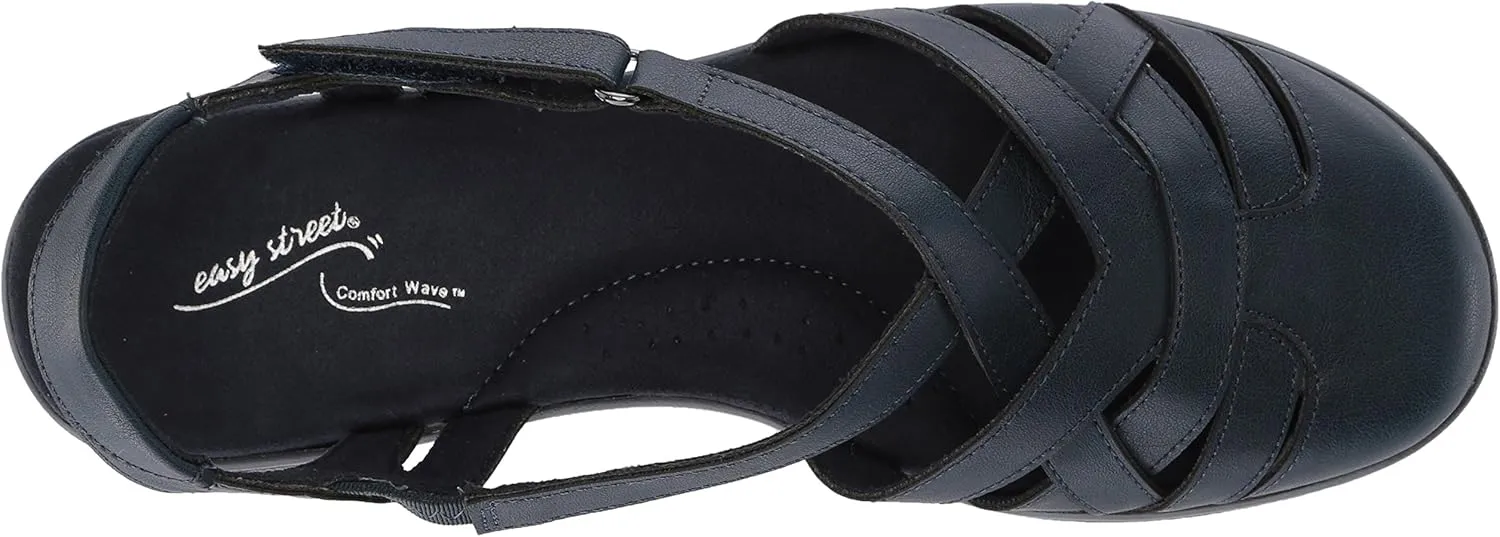 Easy Street Womens Garrett Faux Leather Strappy Flat Sandals