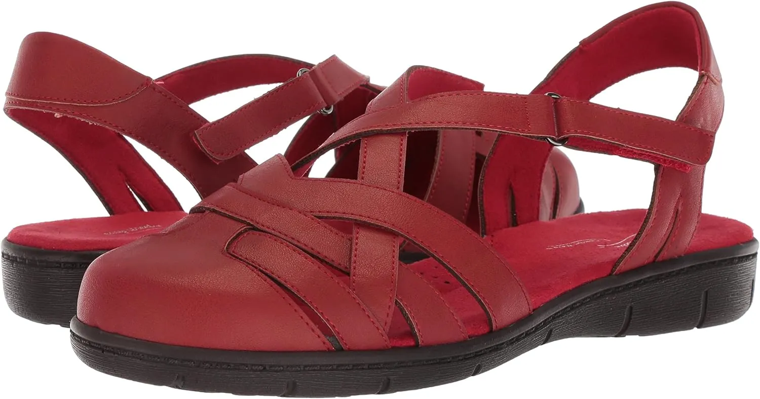 Easy Street Womens Garrett Faux Leather Strappy Flat Sandals