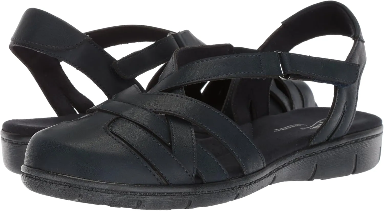 Easy Street Womens Garrett Faux Leather Strappy Flat Sandals