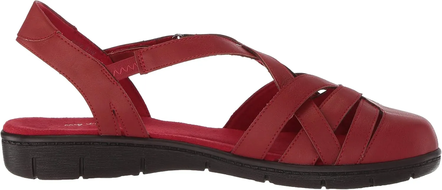 Easy Street Womens Garrett Faux Leather Strappy Flat Sandals
