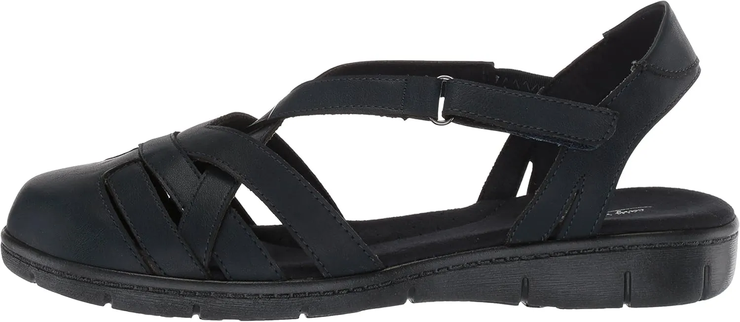 Easy Street Womens Garrett Faux Leather Strappy Flat Sandals