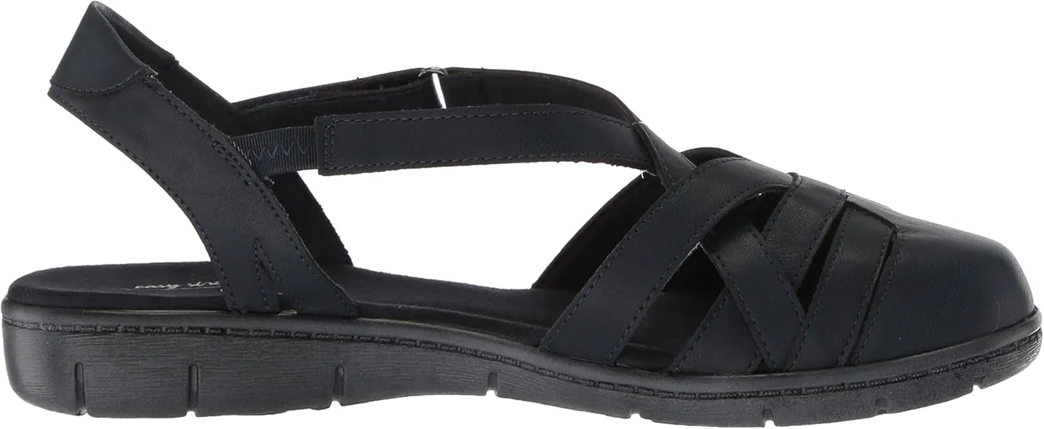 Easy Street Womens Garrett Faux Leather Strappy Flat Sandals