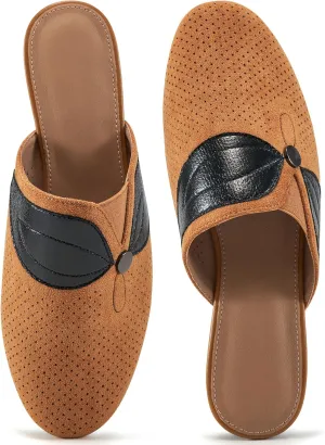 Ecetana Mules for Women Flat Shoes Comfortable Dressy Slip on Slides Round Toe Breathable Backless Loafers
