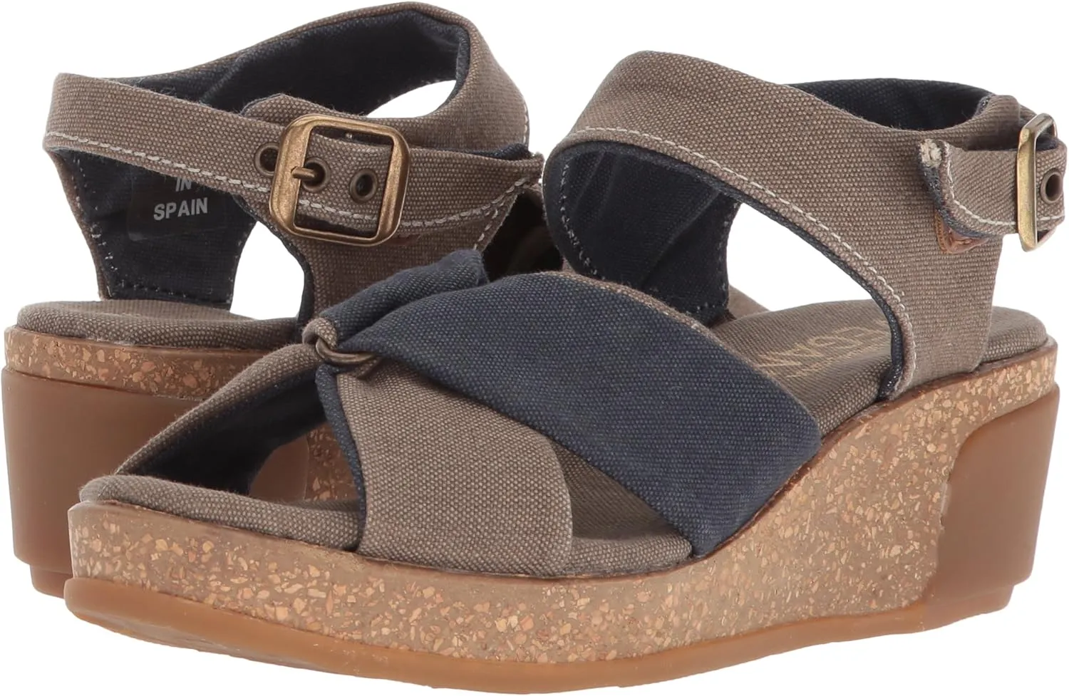 El Naturalista Women's N5007t Seaweed Canvas Black/Leaves Wedge Sandal, 6 AU