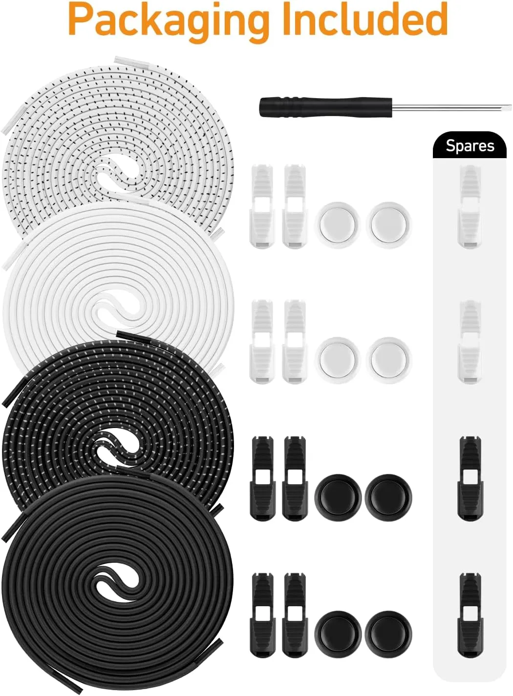 Elastic No Tie Shoe Laces - Tieless Shoelaces for Adults and Kids - 4 Pairs, Heavy Duty Shoe Strings for Sneakers