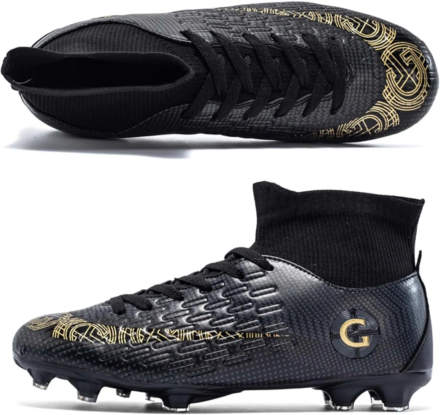 Eliogn Men's Turf Soccer Cleats Youth Athletic Firm Ground High-Top Football Boots