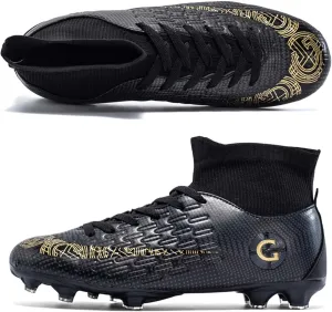 Eliogn Men's Turf Soccer Cleats Youth Athletic Firm Ground High-Top Football Boots