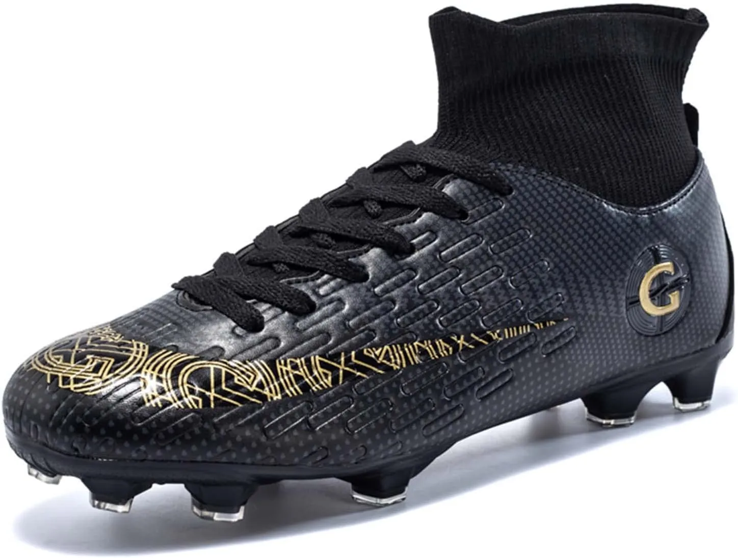 Eliogn Men's Turf Soccer Cleats Youth Athletic Firm Ground High-Top Football Boots