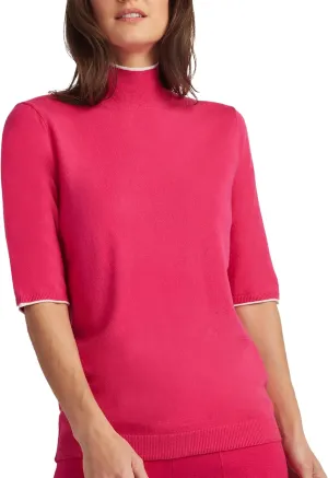 ELLEN TRACY Women's Mock Neck Sweater, Carlee Elbow Sleeve Turtleneck Pullover Shirt Top