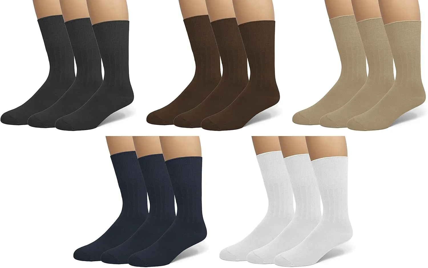 EMEM Apparel Men's Diabetic Dress Crew Cotton Socks | Non-Binding Loose Top | Seamless Toe