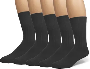 EMEM Apparel Men's Diabetic Dress Crew Cotton Socks | Non-Binding Loose Top | Seamless Toe