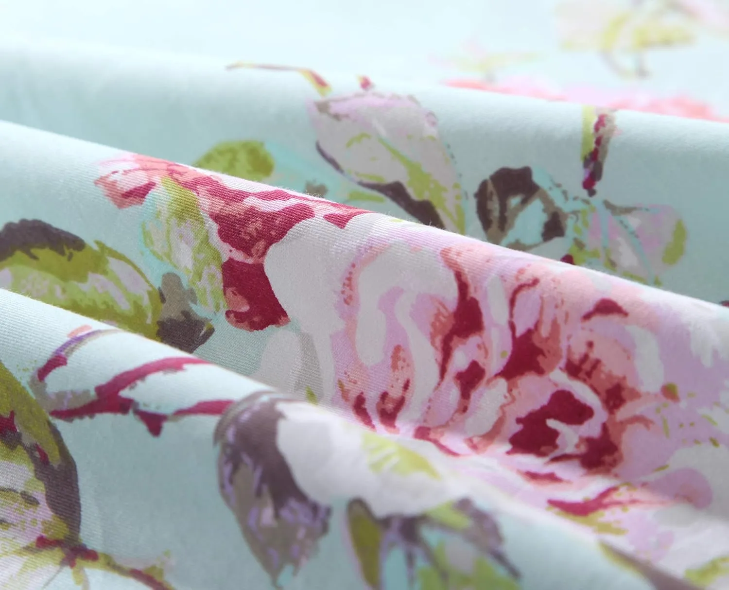 FADFAY French Country Duvet Cover Set King/California King 100% Cotton Floral Bedding Farmhouse Hydrangea Flower and Rose Floral Shabby Comforter Covers with Hidden Zipper - No Filling