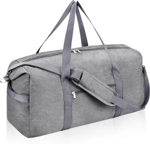 Felipe Varela Carry on luaggage 22x14x9 Airlines Approved, Foldable Carry on Bag Travel Duffel Bags Small Overnight weekender Gym Duffle Bag with Wet Pocket for Women Men (Grey, 40L)