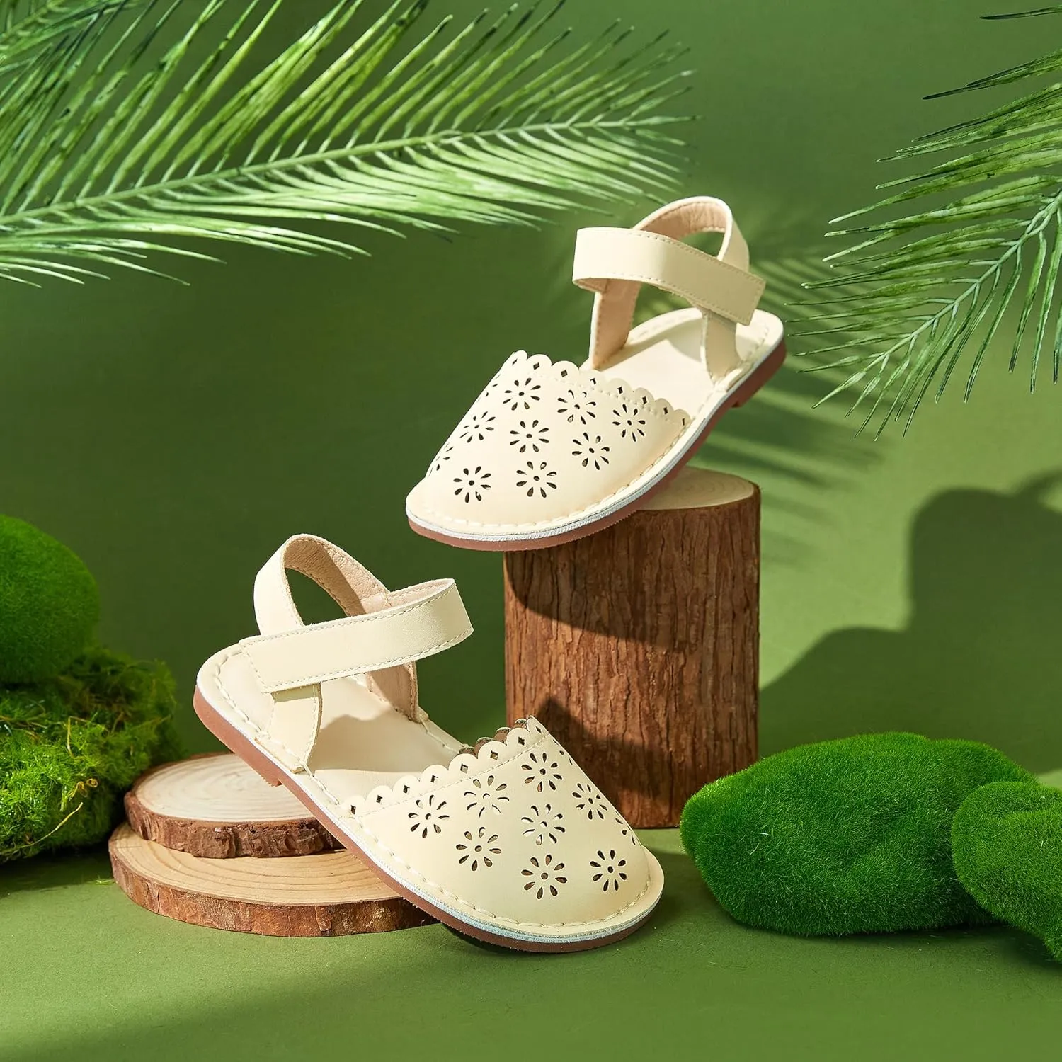 Felix & Flora Toddler Girls Sandals Soft Rubber Princess Flat Shoes Summer Flower Girl Shoes