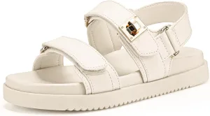 FITORY Women's Flat Sandals Classic Adjustable Double Strap with Cushioned Footbed for Summer Size 6-11