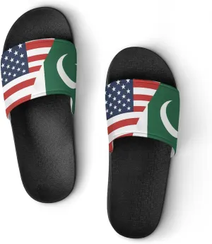 Flag of U.S. Pakistan Flag House Sandals Non-Slip Bathroom Slippers Beach Summer Shoes for Men Women