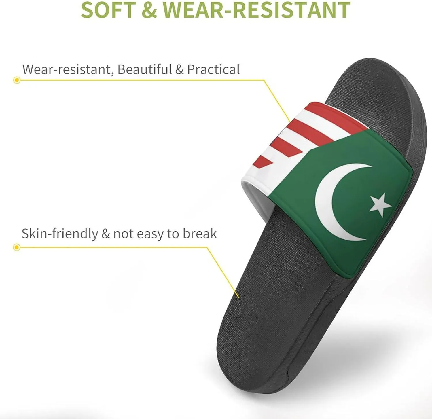 Flag of U.S. Pakistan Flag House Sandals Non-Slip Bathroom Slippers Beach Summer Shoes for Men Women