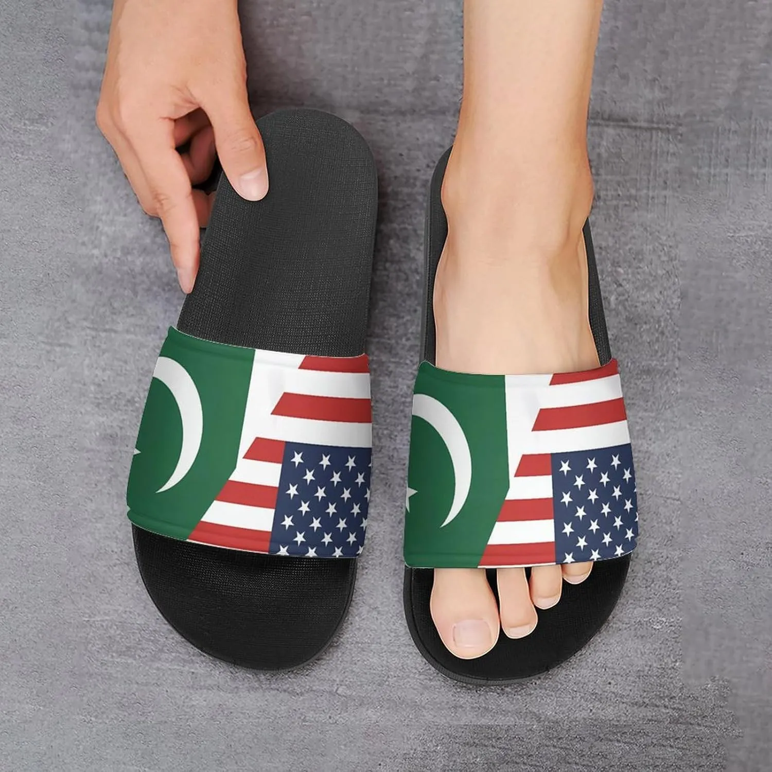 Flag of U.S. Pakistan Flag House Sandals Non-Slip Bathroom Slippers Beach Summer Shoes for Men Women