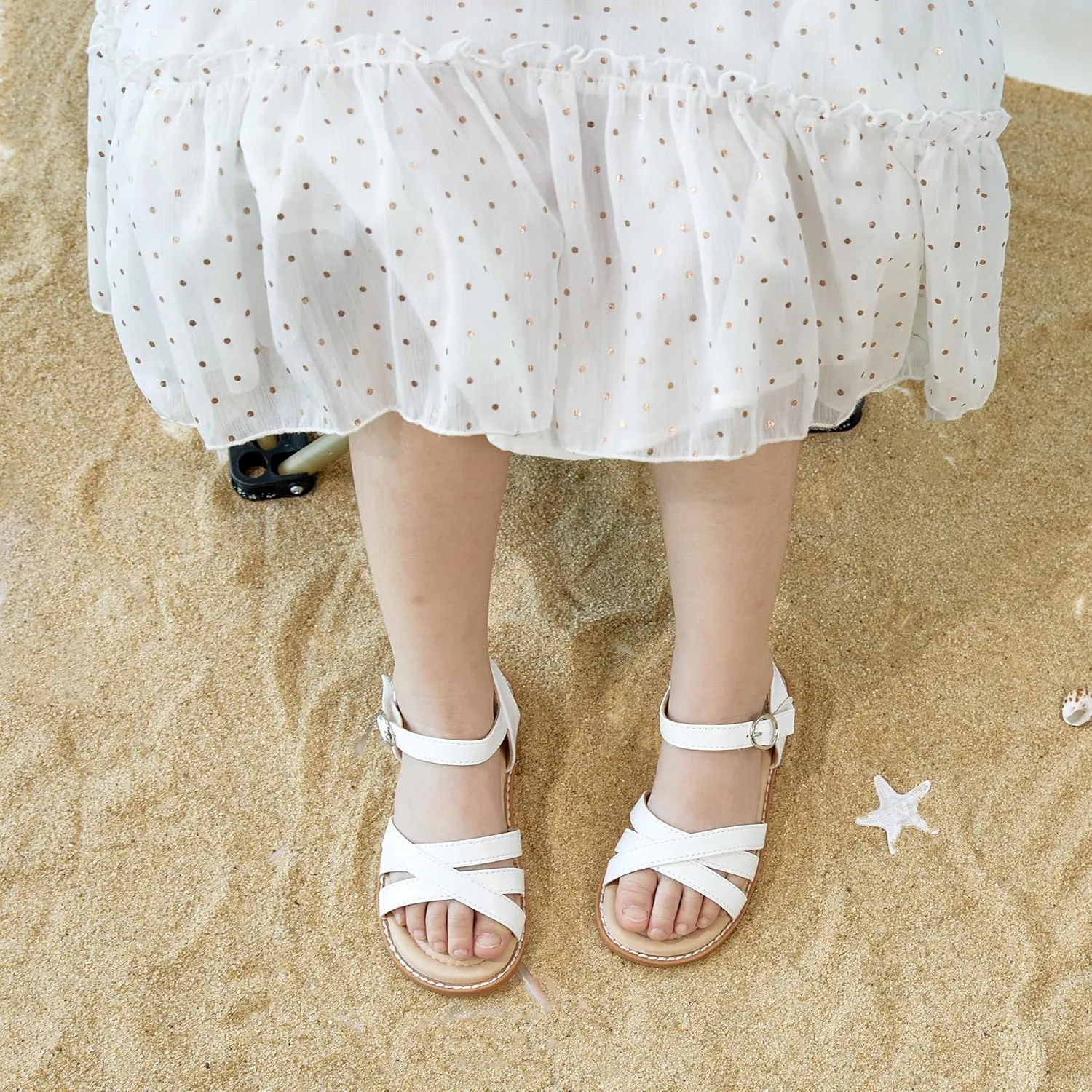 Flaryzone Toddler Little Girls Glitter Flower Open-Toe Flat Dress Sandals Summer Shoes