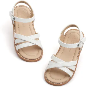Flaryzone Toddler Little Girls Glitter Flower Open-Toe Flat Dress Sandals Summer Shoes