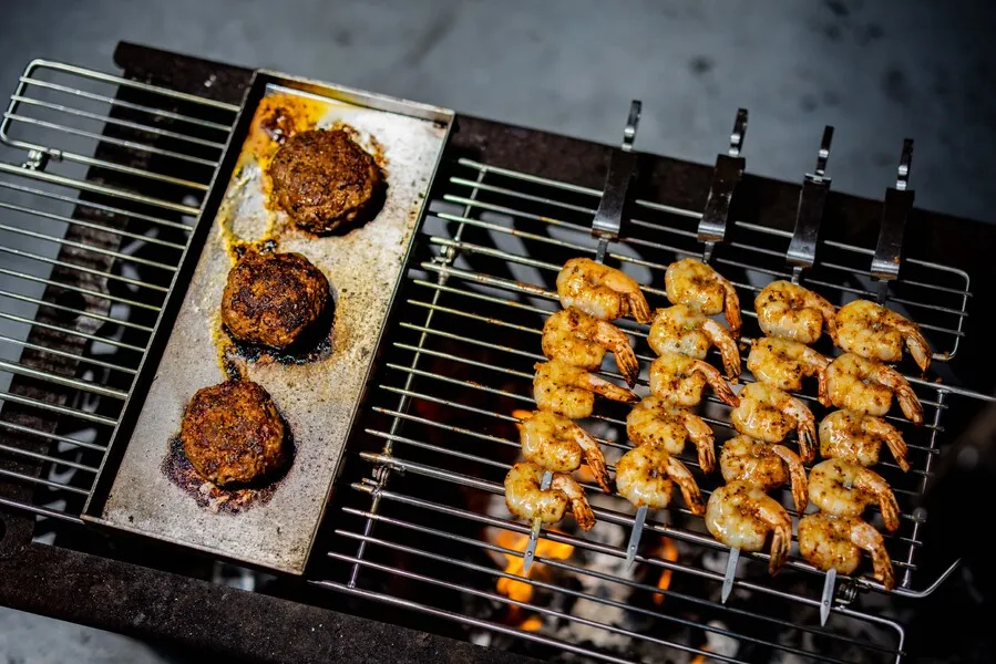 Flat BBQ Kebab Skewers with Easy Sliding Handle