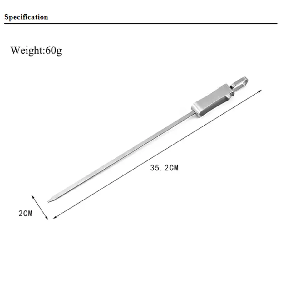 Flat BBQ Kebab Skewers with Easy Sliding Handle