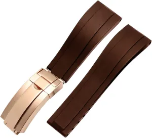 Flat End 20mm 21mm Rubber Silicone Watch Bands For any brand Watch stainless steel Folding buckle Strap Brand Watchband Sports