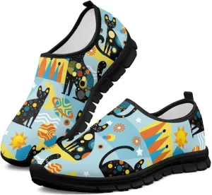 Flowers Casual House Shoes Breathable Mesh Sneakers for Women Comfort Soft Anti-Slip Shock Absorption EVA Sole Hiking Shoes for Outdoor Size 5.5-11.5 Black Sole