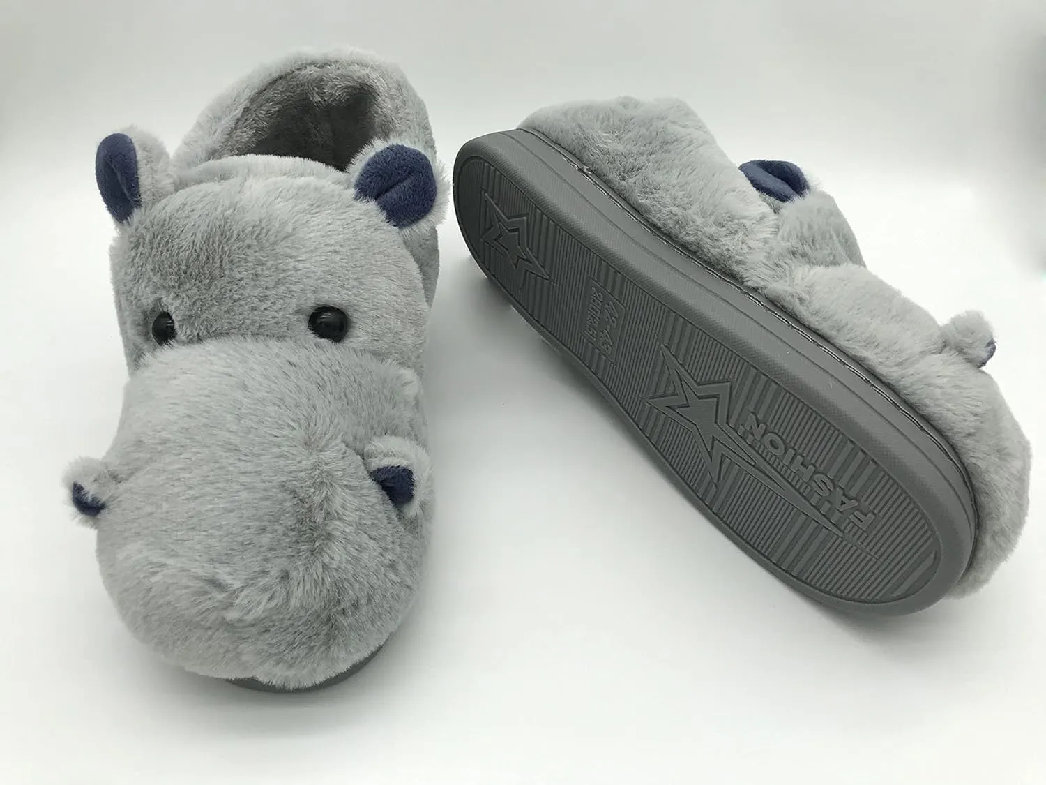 Fluffy Hippo Slippers for Women Men,Comfy House Shoes Bedroom Slippers Non Skid