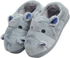 Fluffy Hippo Slippers for Women Men,Comfy House Shoes Bedroom Slippers Non Skid