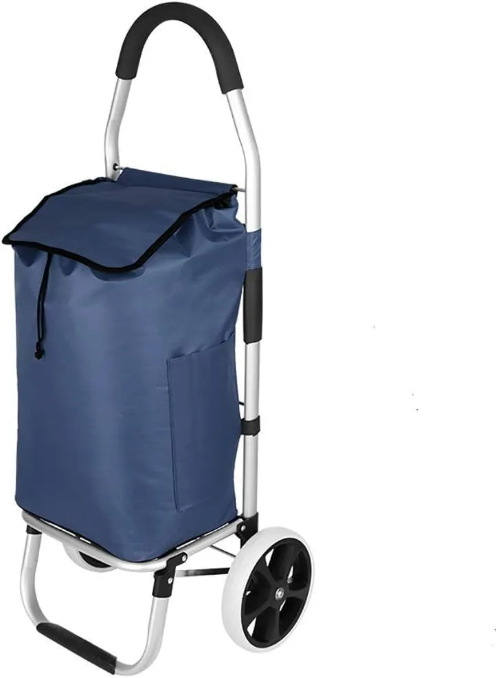 Foldable Shopping Trolley, Multifunctional Wheeled Luggage Trolley, Aluminium Alloy Folding Trolley, Wear-Resistant, Foldable, Easy to Save (A)