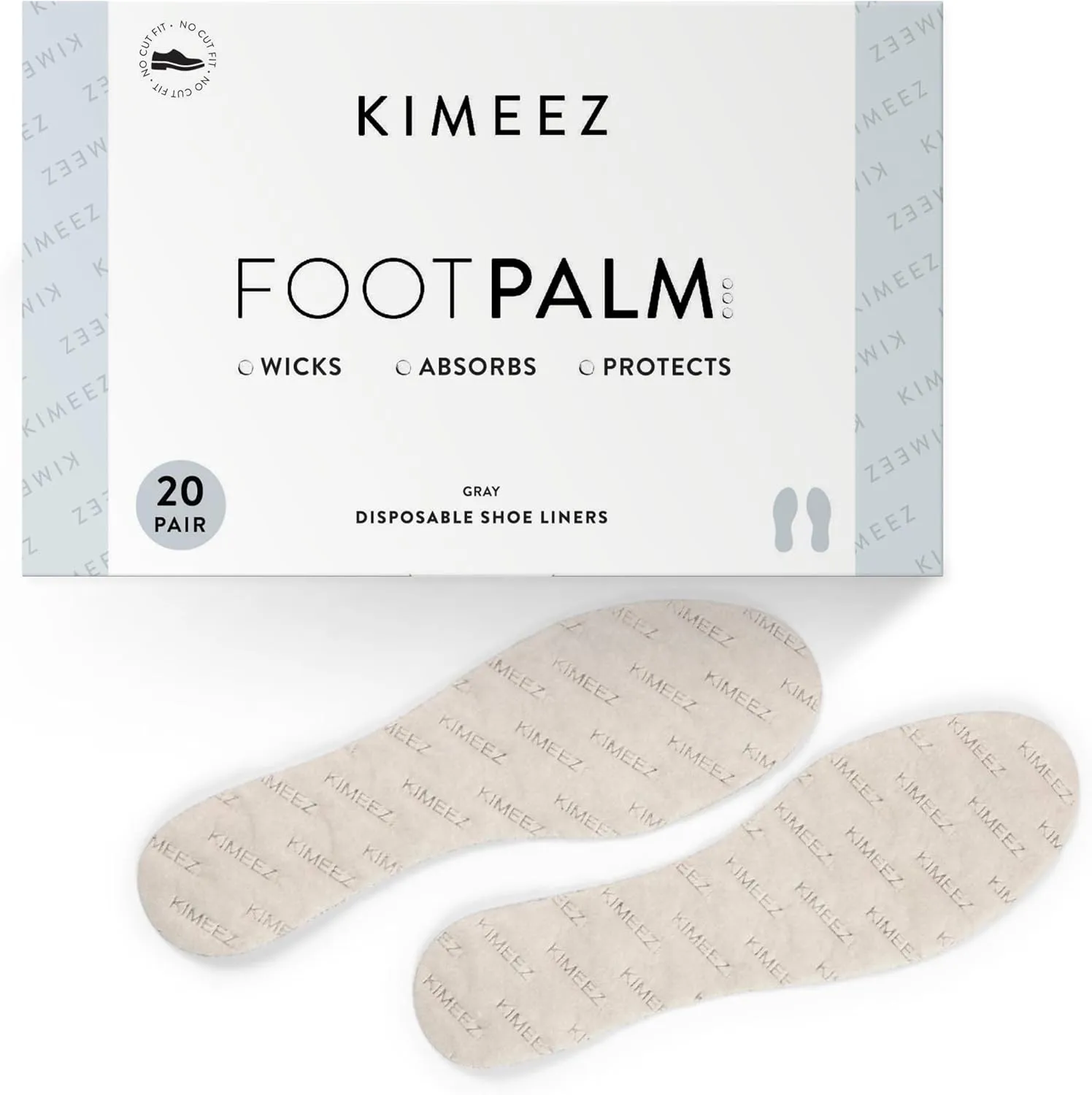 FOOTPALM Disposable Shoe Liner for Sweaty Feet Pre-Cut No Show Sock Insert for Women & Men Moisture Wick No Slip No Stink Barefoot Shoe Insert Ultra Thin Shoe Insole 20 Pairs (US M15)