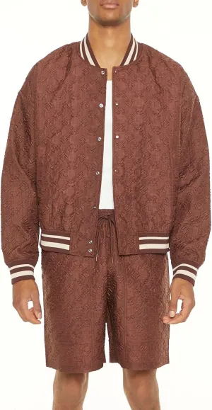 Forever 21 Men's Textured Varsity Bomber Jacket