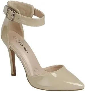 Forever Link Young-02 Womens Closed Pointy Toe Dorsay Ankle Strap Stiletto High Heel Pump Sandal