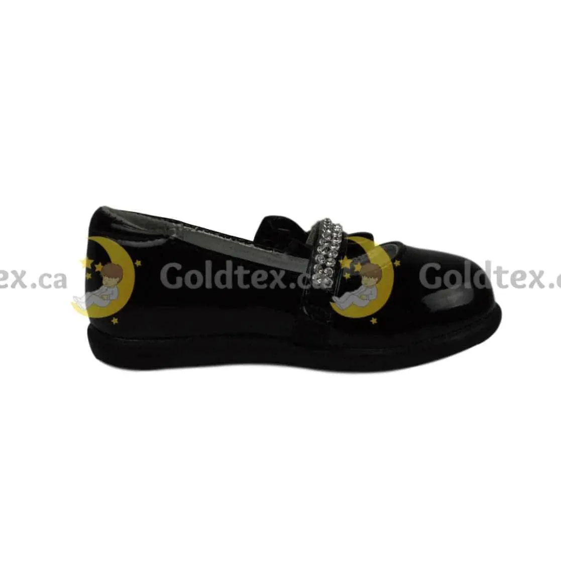 Formal Kids Wear Baby Girl Dress shoe with diamond loop fastener strap