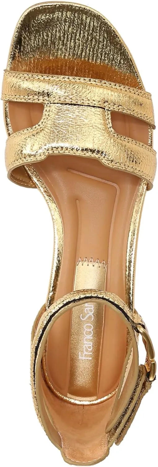 Franco Sarto Women's Nora Ankle Strap Low Block Heel Sandal Heeled