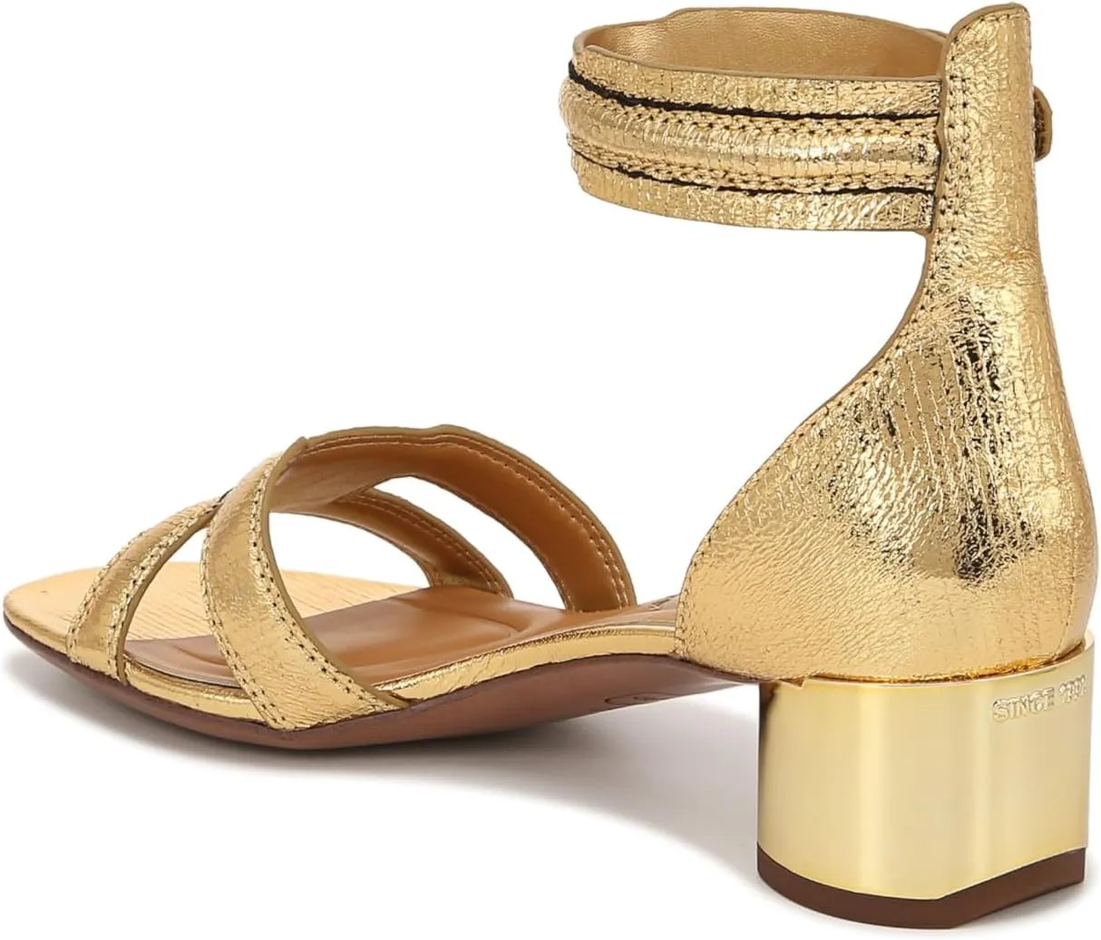 Franco Sarto Women's Nora Ankle Strap Low Block Heel Sandal Heeled