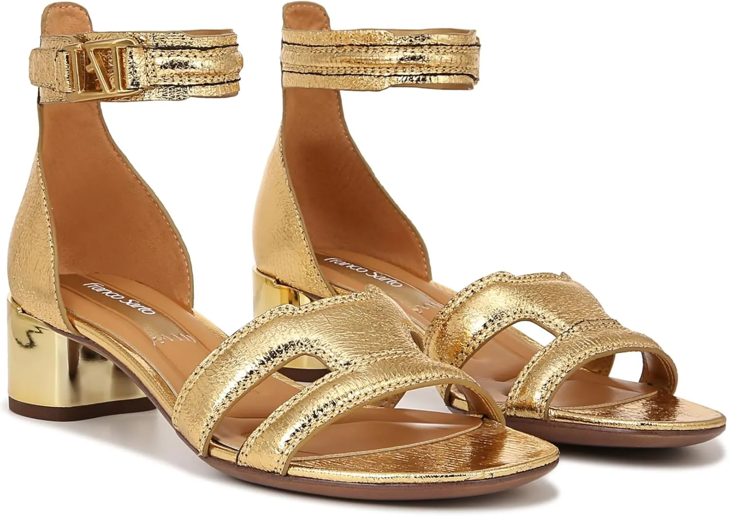 Franco Sarto Women's Nora Ankle Strap Low Block Heel Sandal Heeled