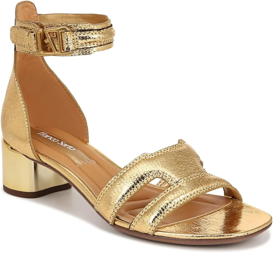 Franco Sarto Women's Nora Ankle Strap Low Block Heel Sandal Heeled