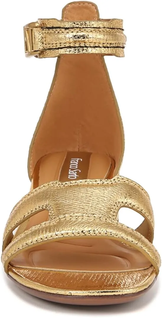 Franco Sarto Women's Nora Ankle Strap Low Block Heel Sandal Heeled