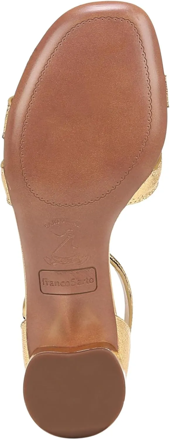 Franco Sarto Women's Nora Ankle Strap Low Block Heel Sandal Heeled